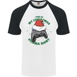 Christmas Gamer Pyjama Video Game Joypad Xmas Mens S/S Baseball T-Shirt