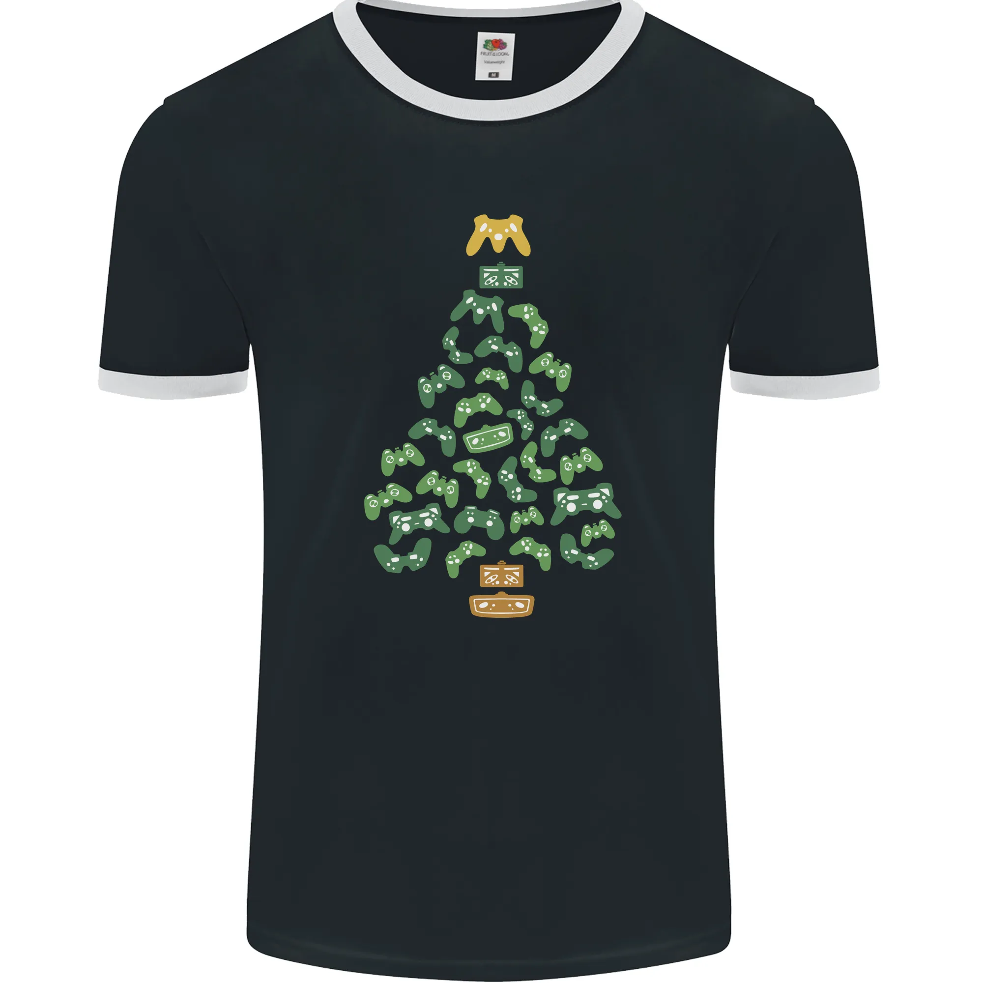 Christmas Video Game Controller Tree Joypad Xmas Mens Ringer T-Shirt FotL