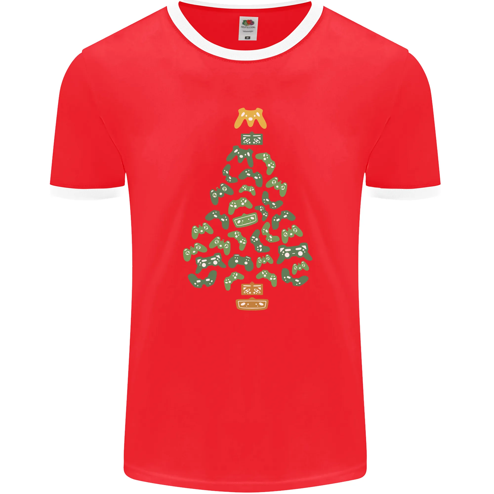 Christmas Video Game Controller Tree Joypad Xmas Mens Ringer T-Shirt FotL