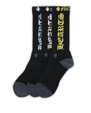 Chrome Hearts 3 Pack CH Logo Socks Black