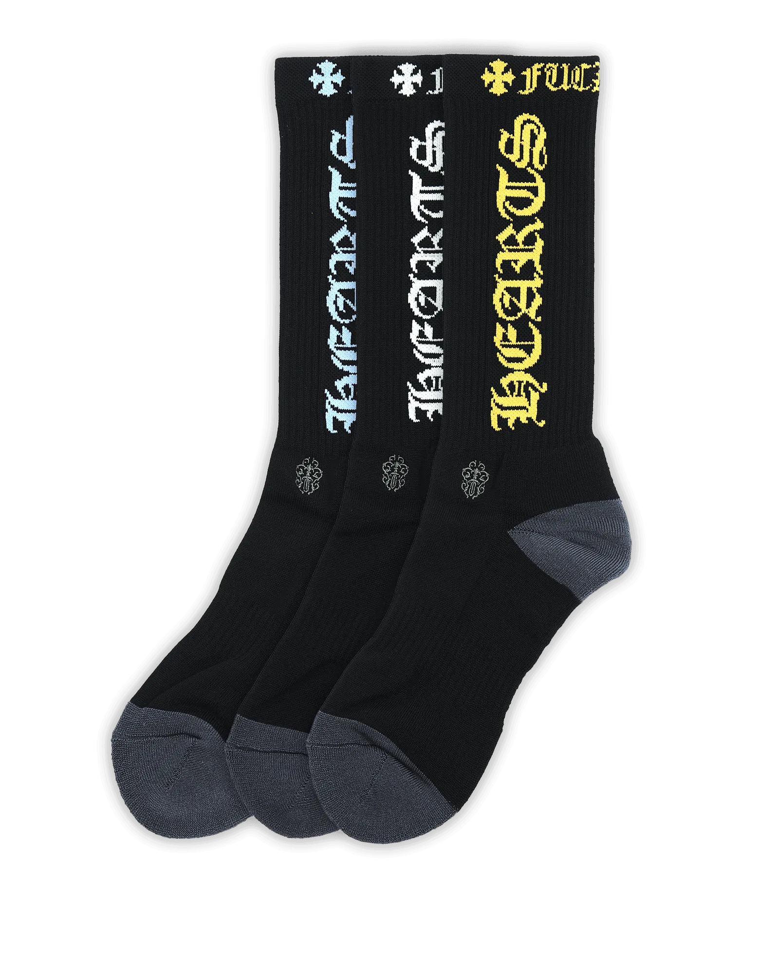 Chrome Hearts 3 Pack CH Logo Socks Black