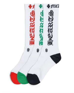 Chrome Hearts 3 Pack CH Logo Socks White