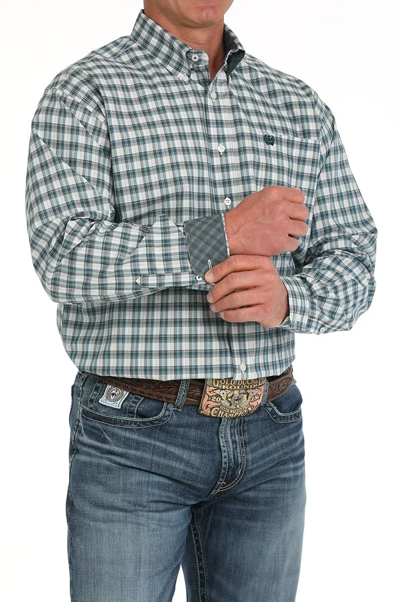 Cinch Men's Long Sleeve Plaid Button-Down Western Shirt - Cream