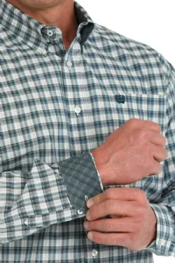 Cinch Men's Long Sleeve Plaid Button-Down Western Shirt - Cream