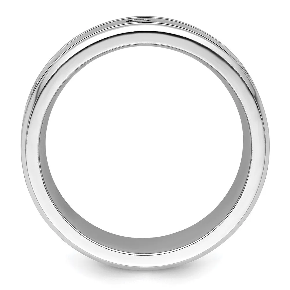 Cobalt Brushed and Polished with CZ  Beveled 8mm Band