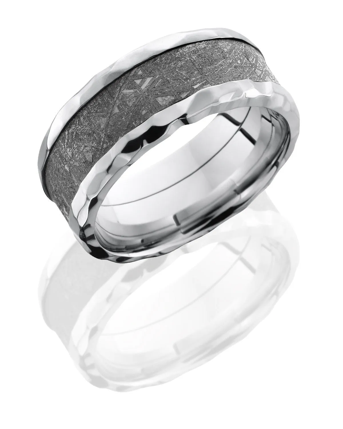 Cobalt Chrome 9mm Meteorite Band with Hammered Edges