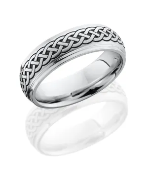 Cobalt Chrome Seven mm Domed Band with Celtic Pattern