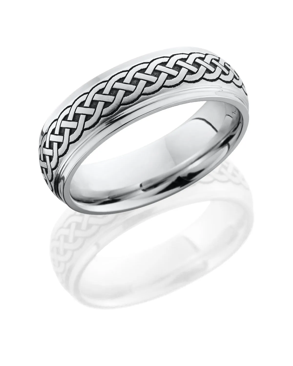 Cobalt Chrome Seven mm Domed Band with Celtic Pattern