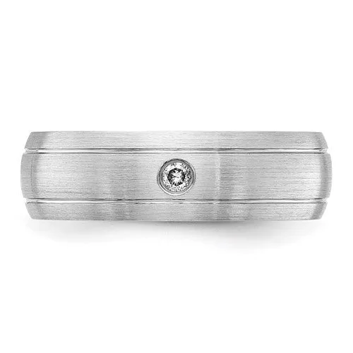 Cobalt Polished and Brushed Genuine Diamond 8mm Men's Band