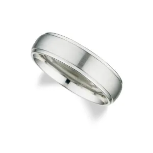 Cobalt Wedding Ring 7mm domed brushed with polished drop edge Size 9.5 (73367)