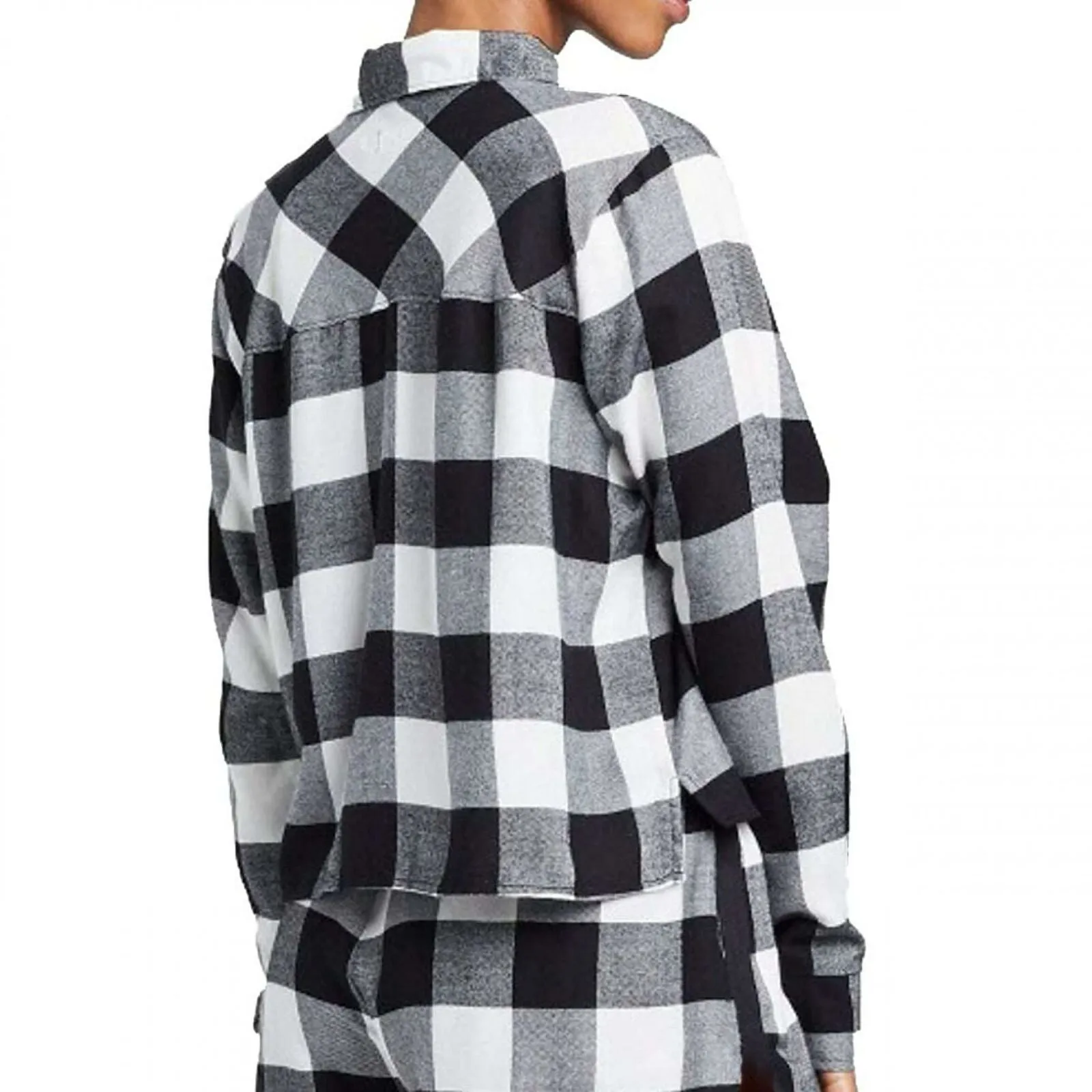 Colsie Women's Plaid Flannel Notch Collar Pajama Shirt
