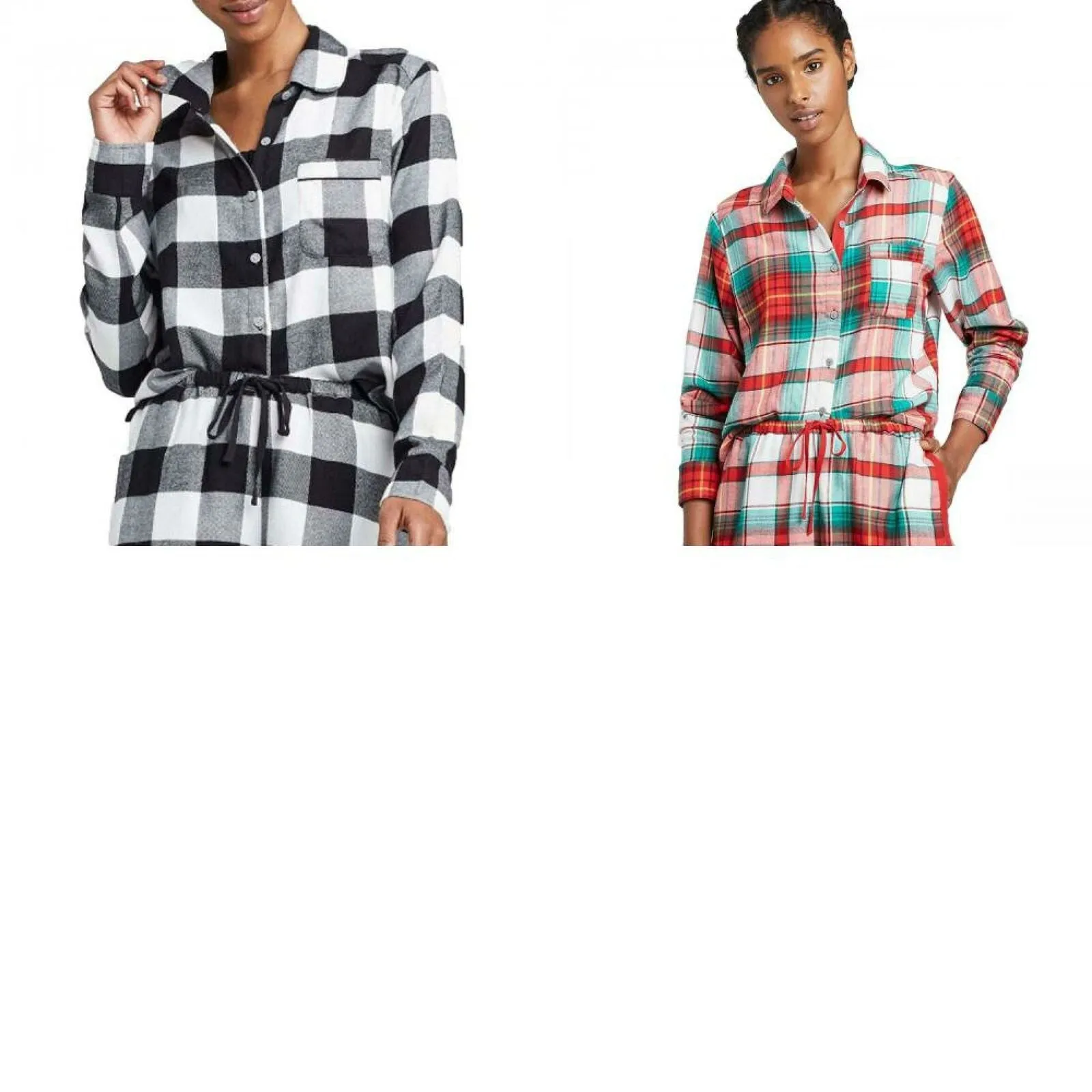 Colsie Women's Plaid Flannel Notch Collar Pajama Shirt