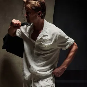 Cotton Linen Short Sleeve - White