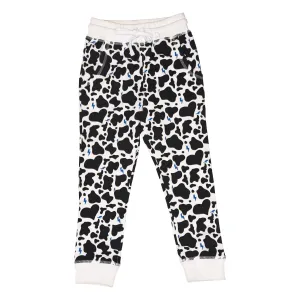 Cow Print Joggers in White