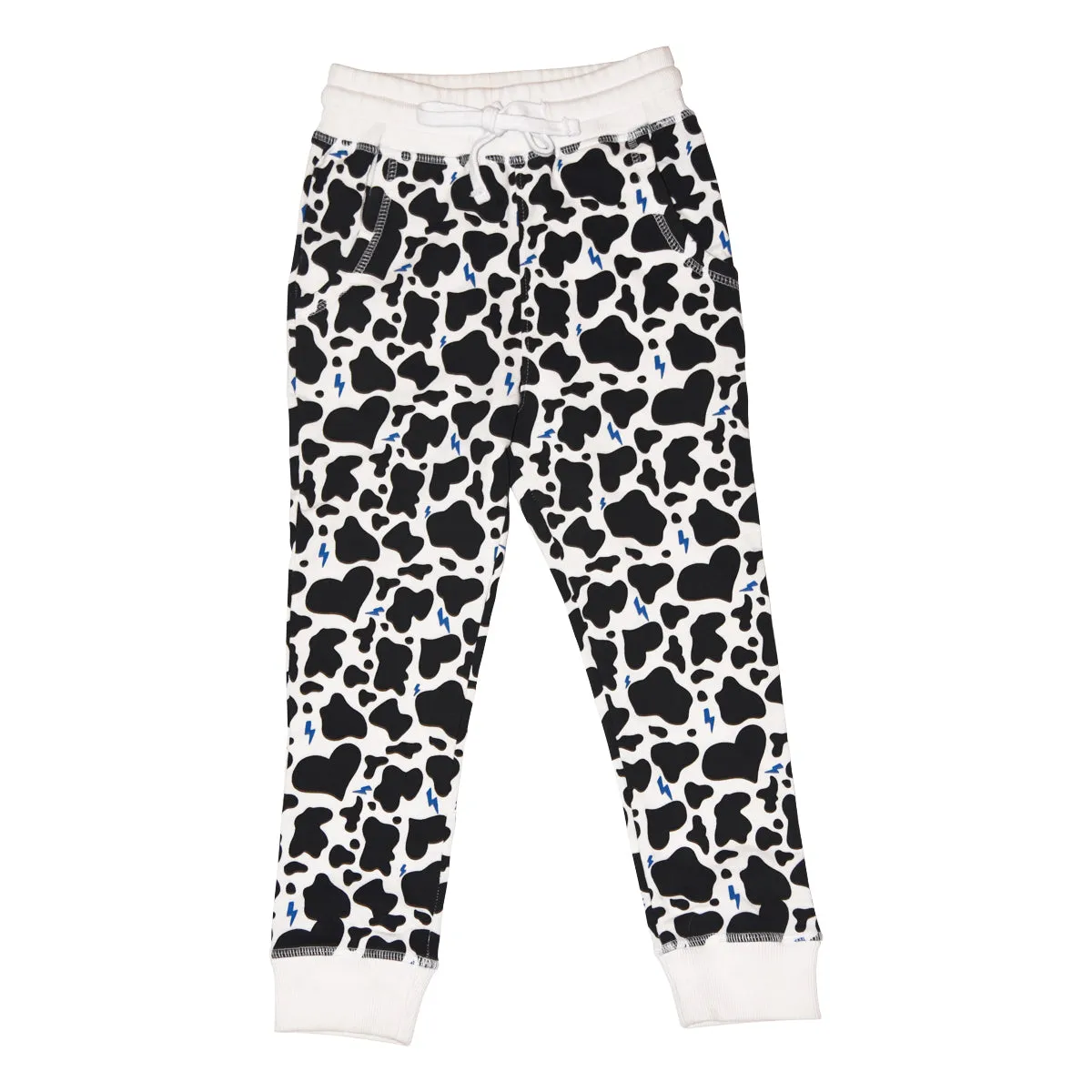 Cow Print Joggers in White