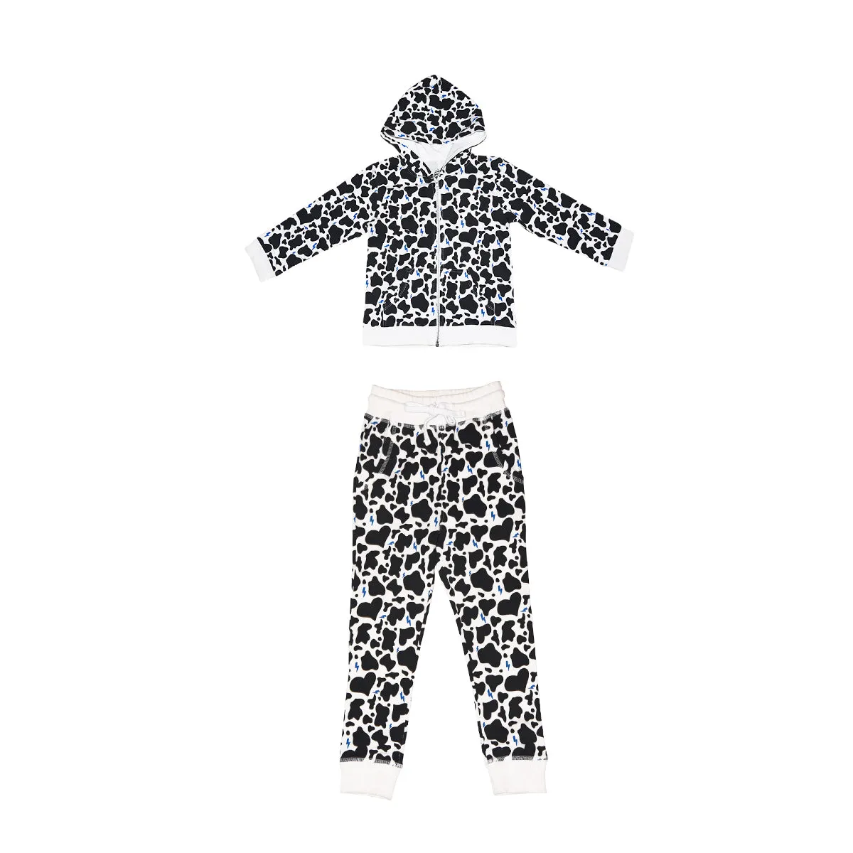 Cow Print Joggers in White