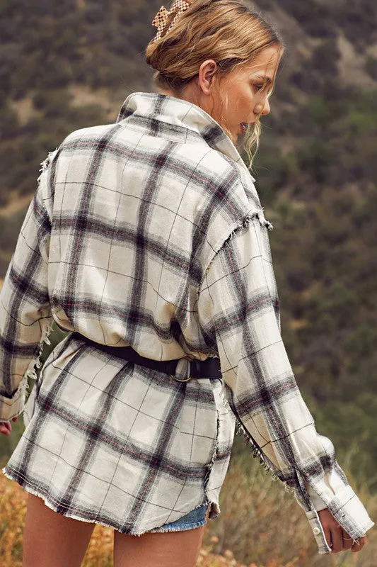 Cozy Time Flannel Top: Cream Mix