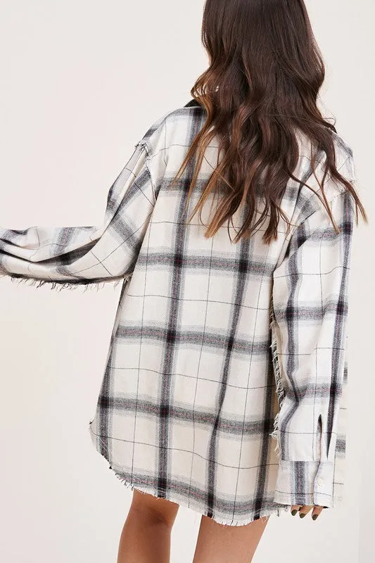 Cozy Time Flannel Top: Cream Mix