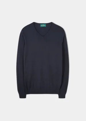 Cromford Luxury Cotton Jumper In Dark Navy