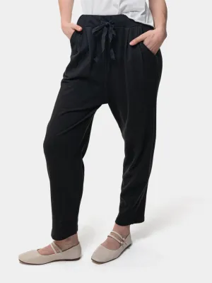 Cropped Leg Elastic Tie Waist Joggers