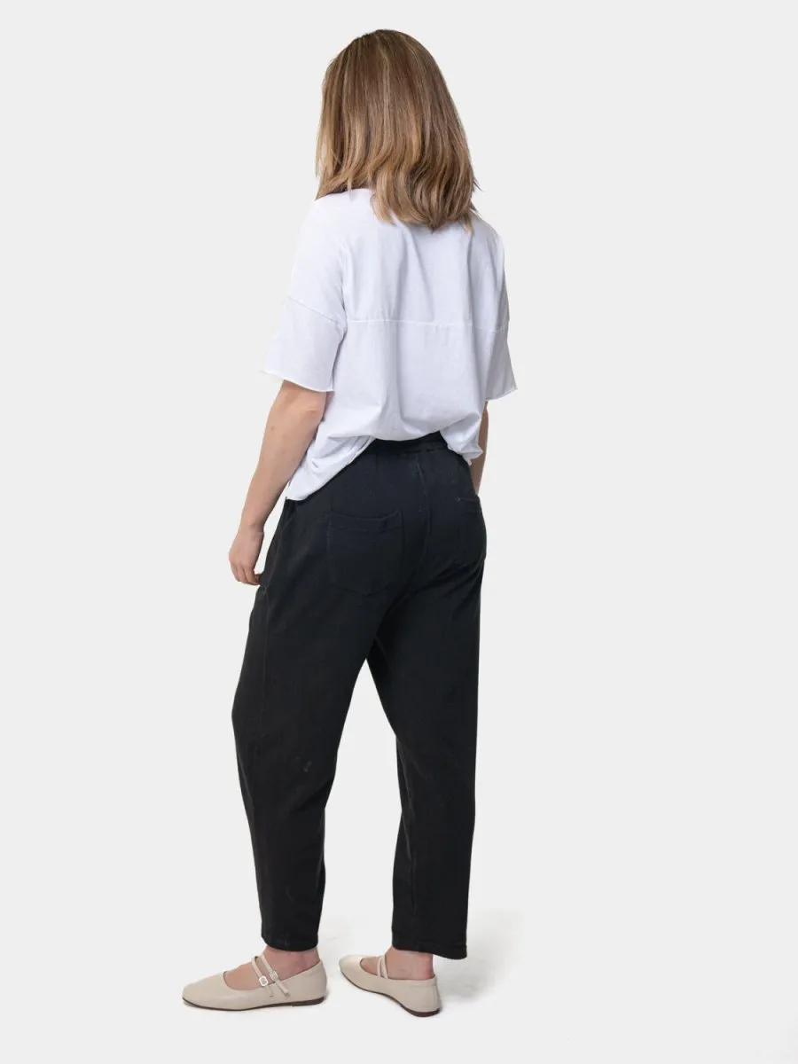 Cropped Leg Elastic Tie Waist Joggers