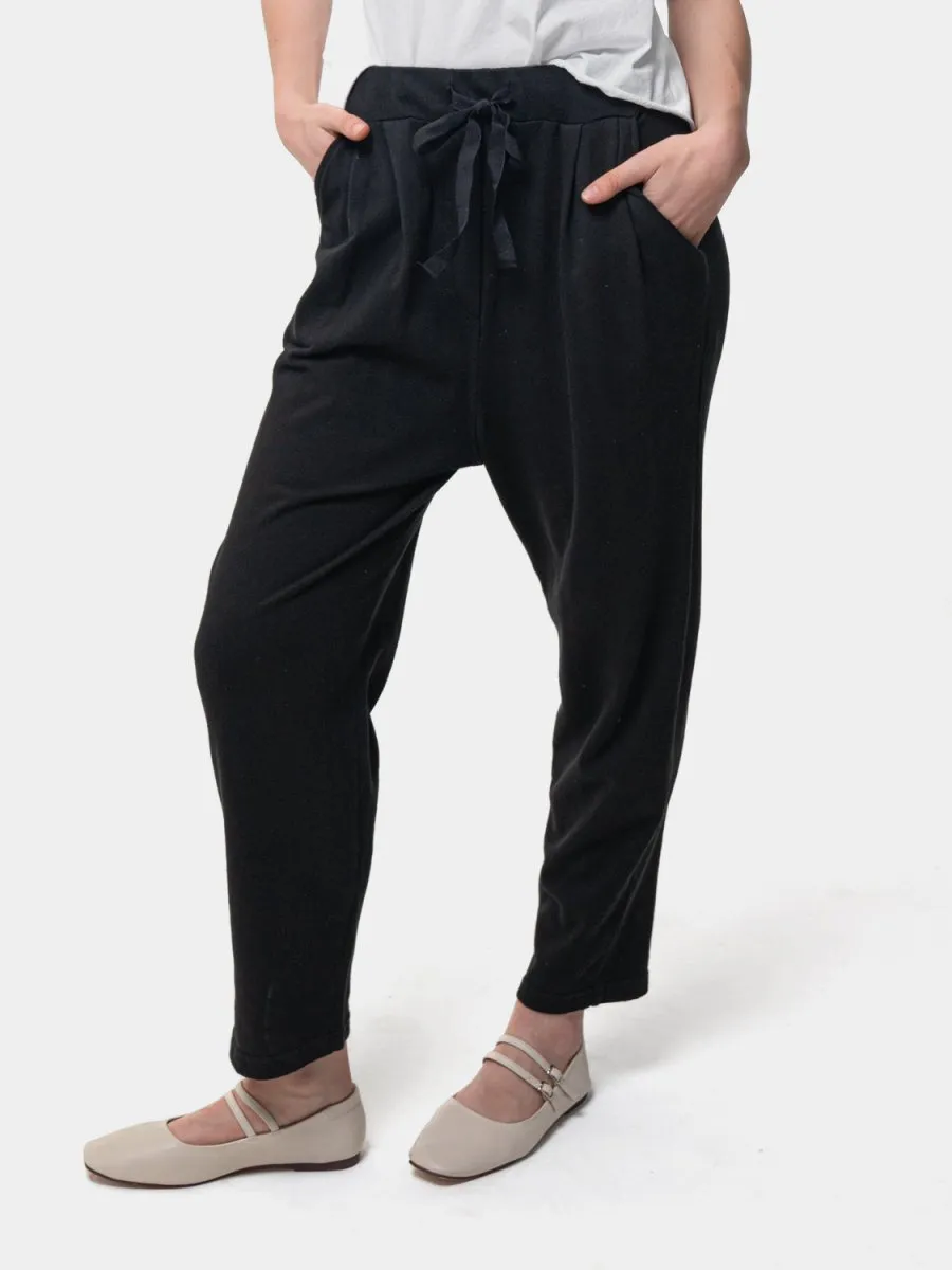 Cropped Leg Elastic Tie Waist Joggers