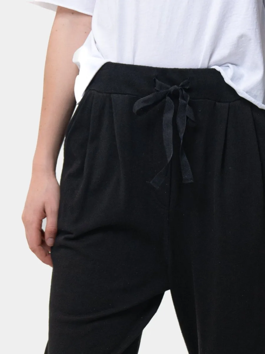 Cropped Leg Elastic Tie Waist Joggers