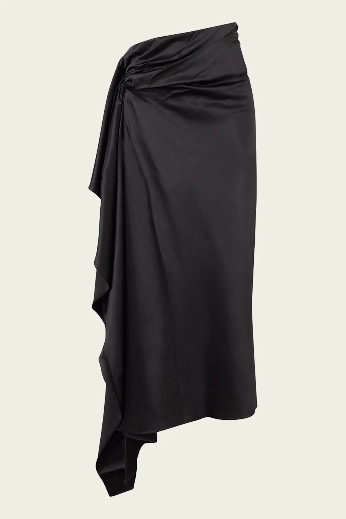 Cusco Silk Elongated Drape Skirt in Black