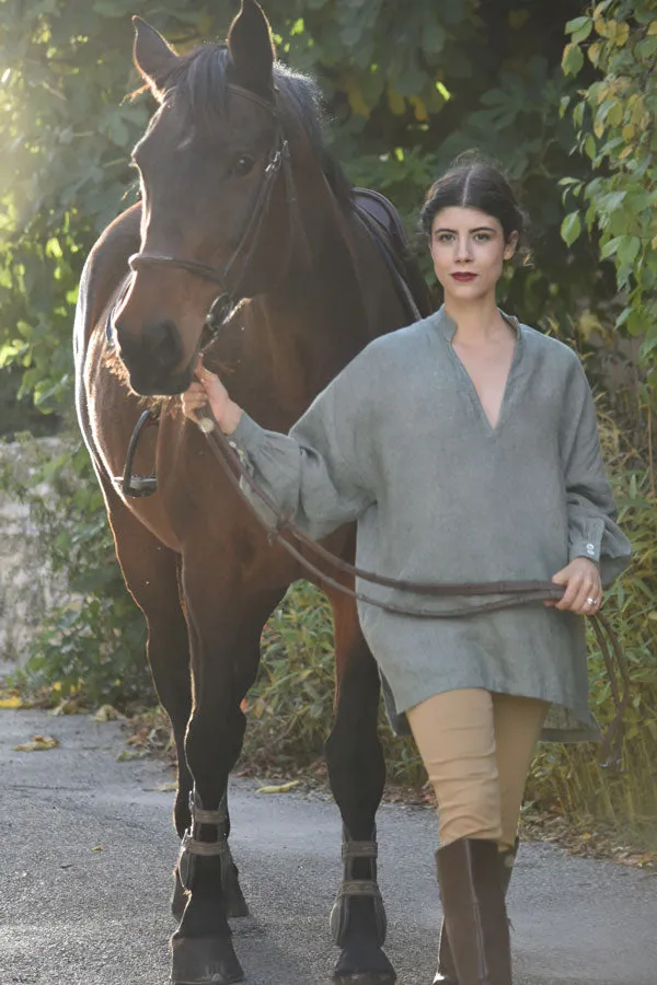Cézanne Chemise in Olive Linen (Pre-Order, Ships April 15)