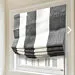 Dark Gray White Wide Stripe Linen Relaxed Roman Shade/CL1026