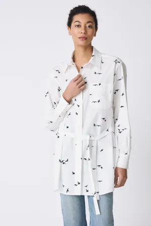 Deanna Shirt - Bird Print (White)