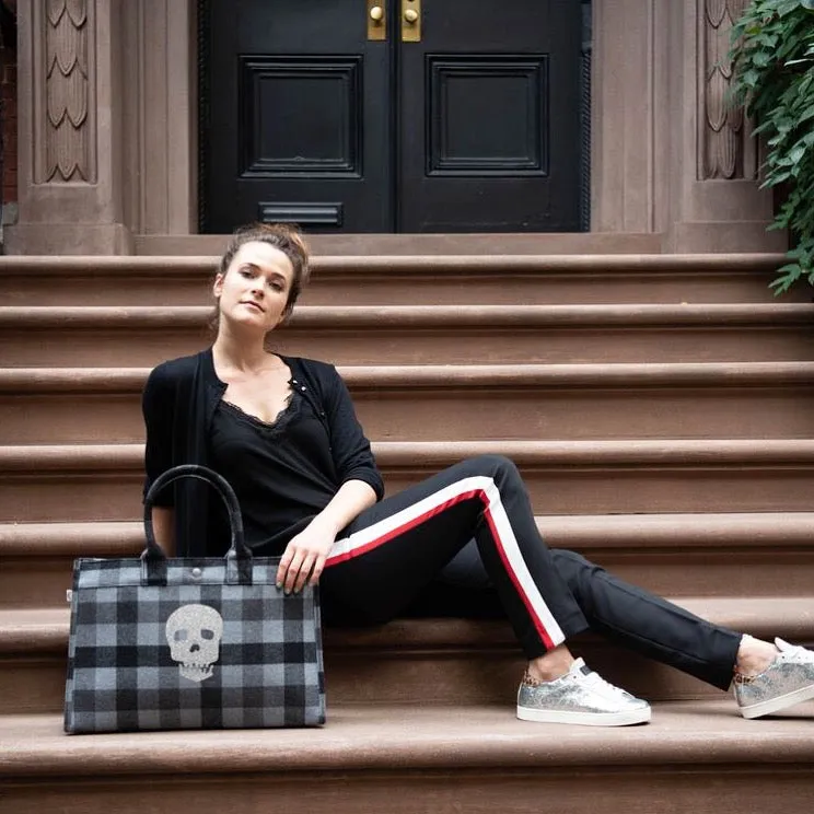 East West Bag: Grey Flannel Plaid