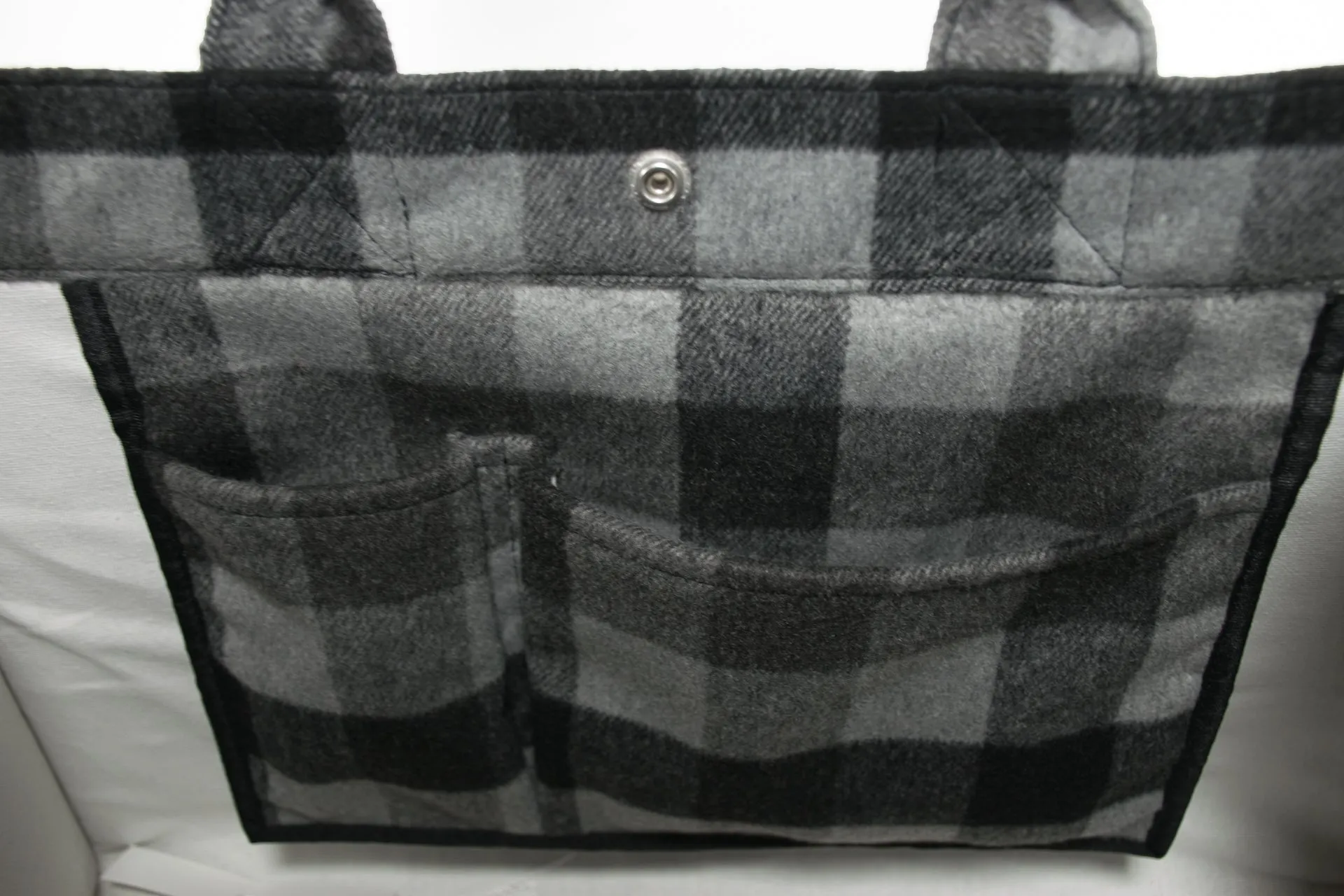 East West Bag: Grey Flannel Plaid
