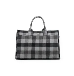 East West Bag: Grey Flannel Plaid