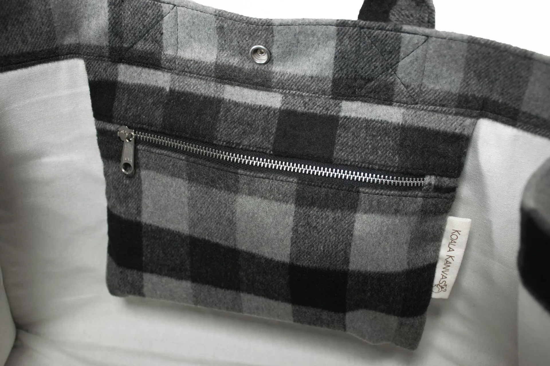East West Bag: Grey Flannel Plaid