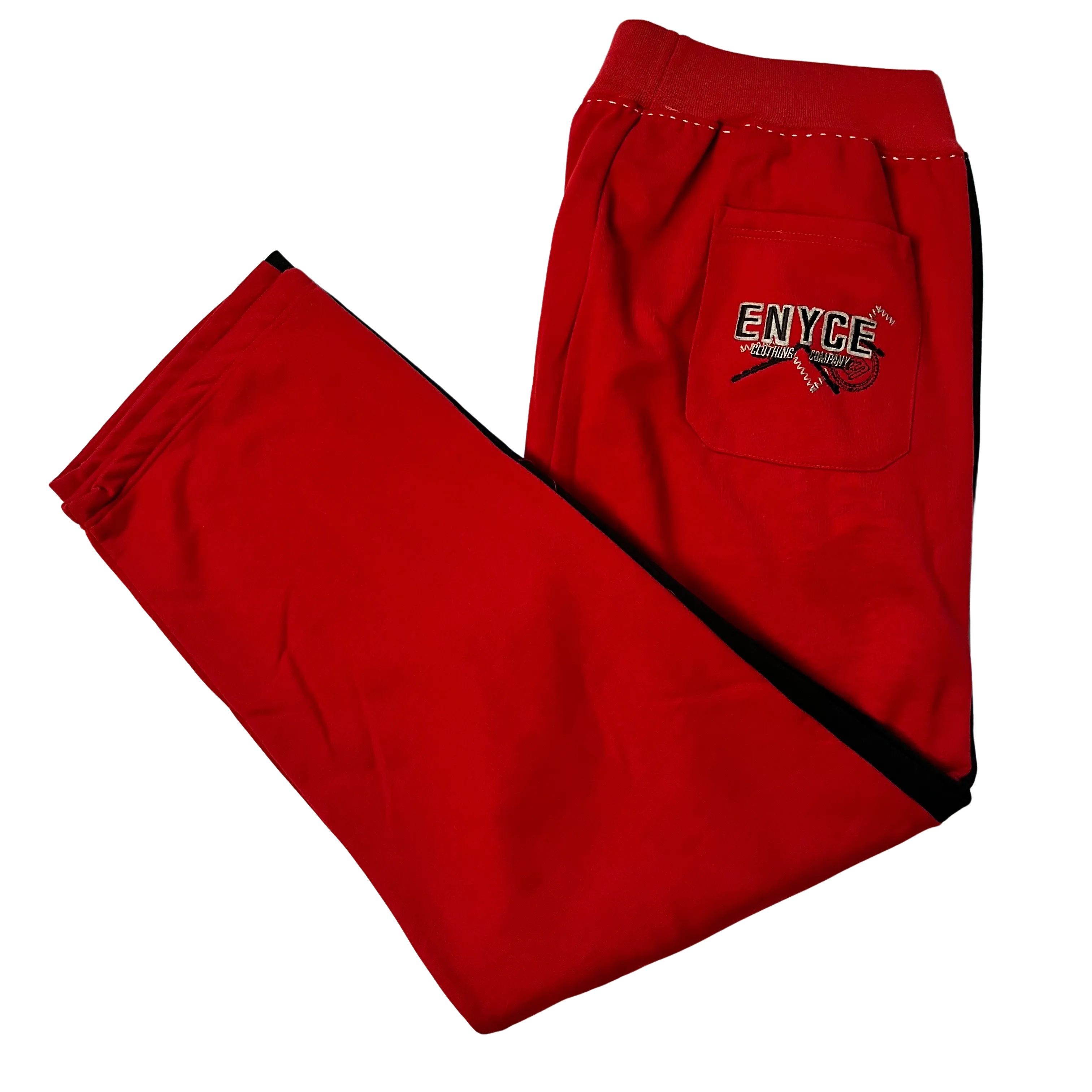 Enyce Red Full Zip Tick Stitch Sweatpants