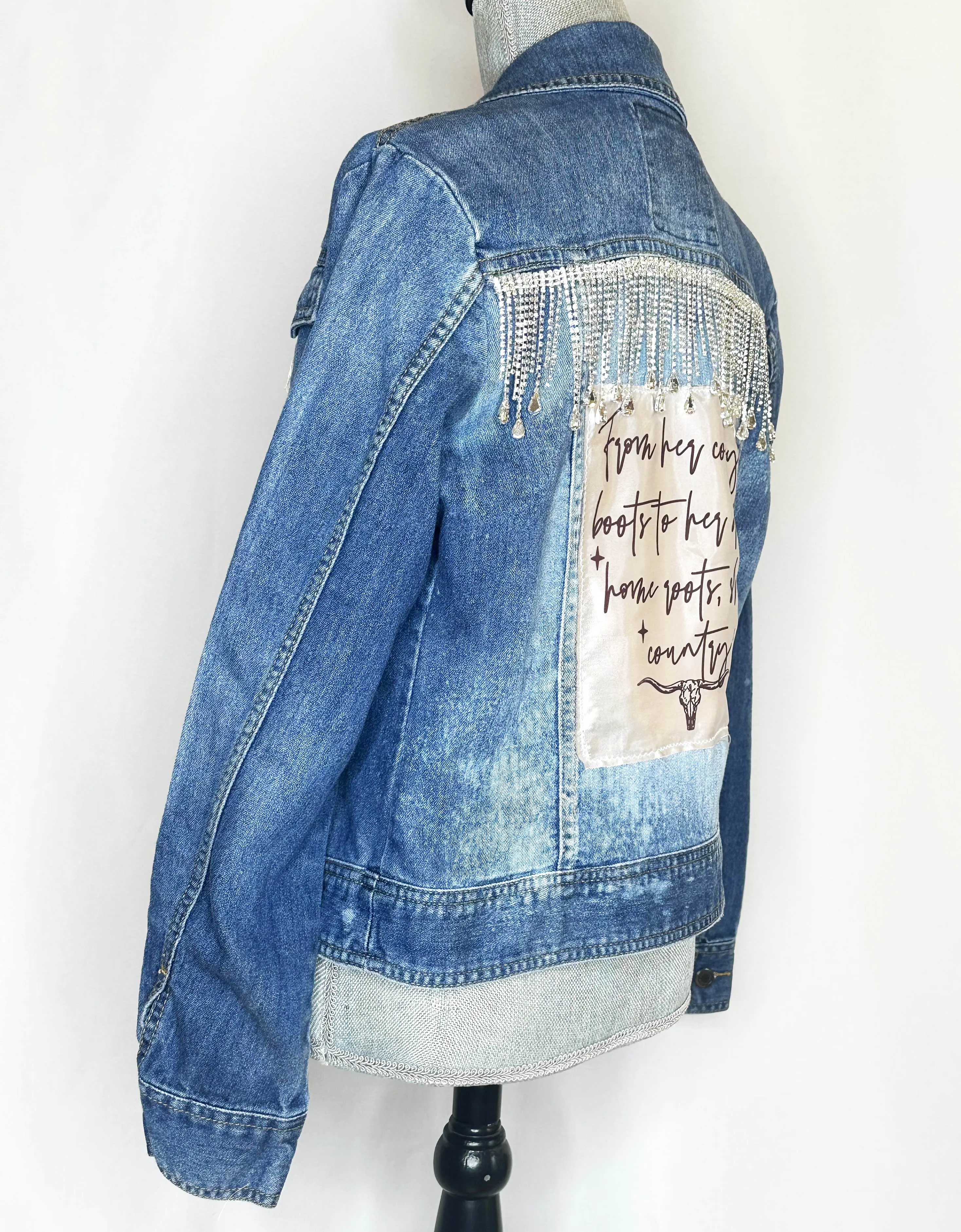 Full Crystal elite "From her cowboy roots"  Womens Denim Jacket