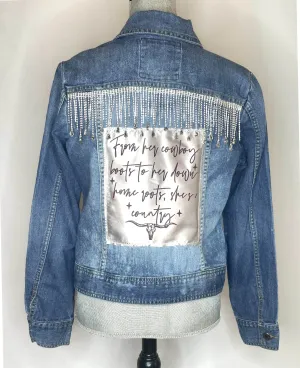 Full Crystal elite "From her cowboy roots"  Womens Denim Jacket