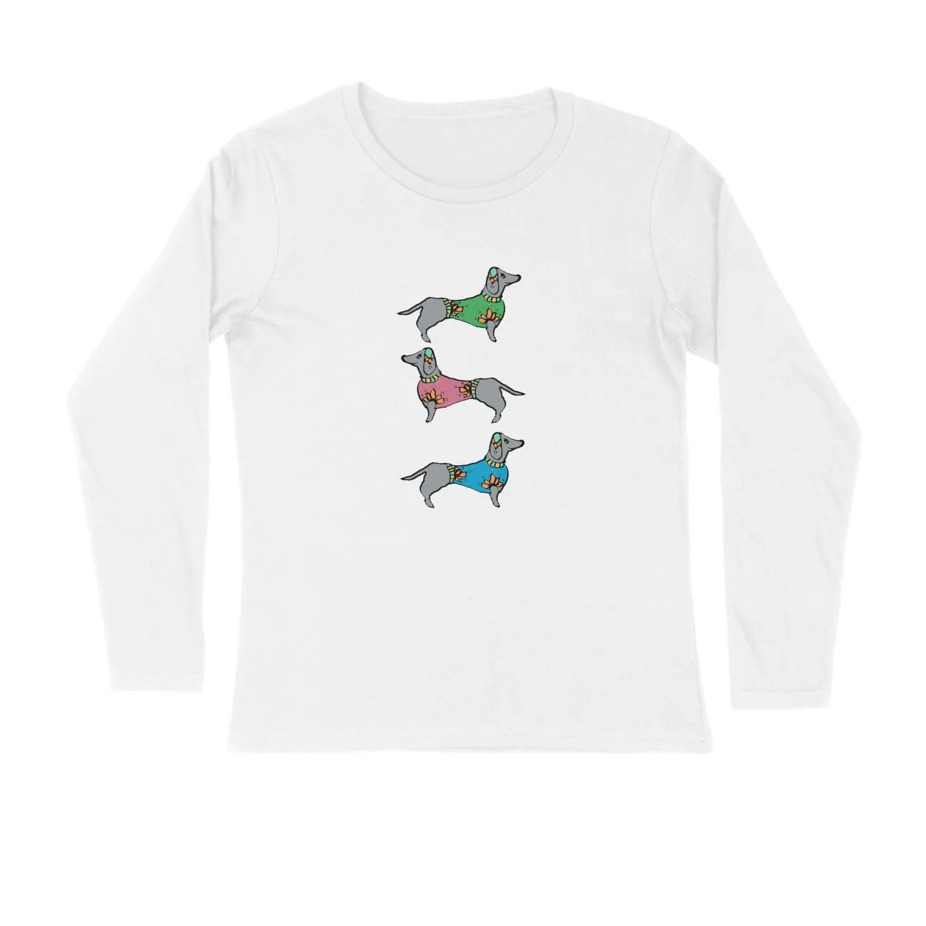 Full Sleeves Round Neck (Men) - Three Dachshunds (7 Colours)