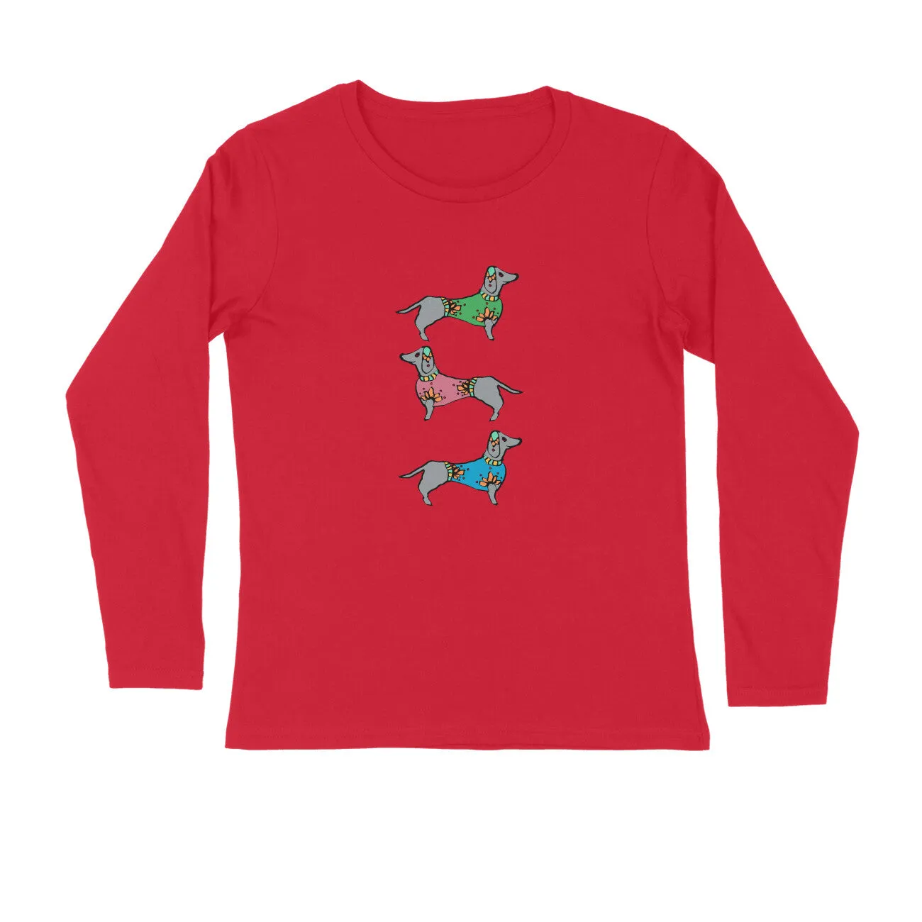 Full Sleeves Round Neck (Men) - Three Dachshunds (7 Colours)