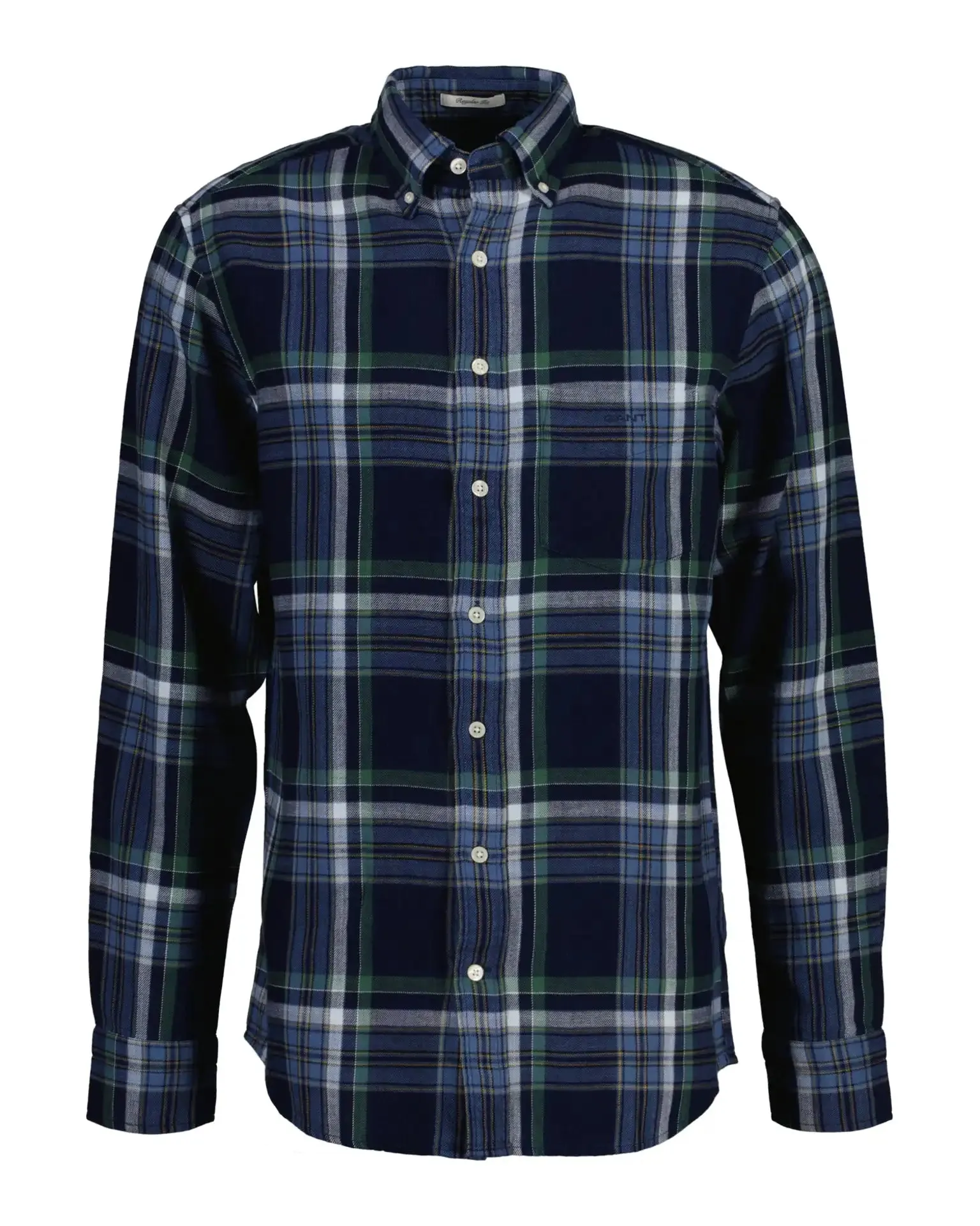 GANT Mens Regular Indigo Twill Check Shirt 3230170-989 Dark Indigo
