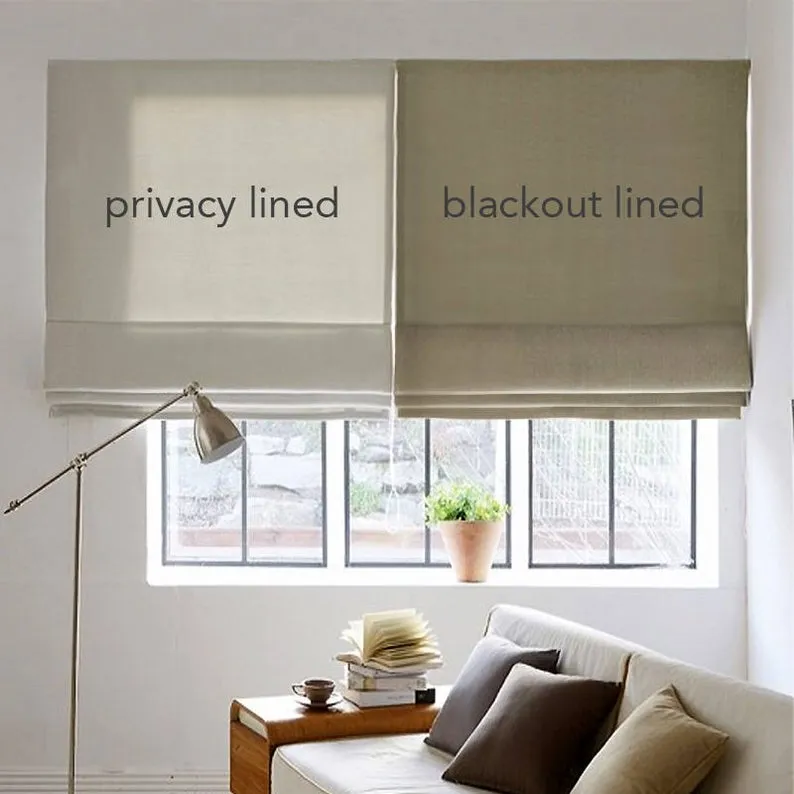 Geometric Triangle Contemporary Linen Flat Roman Shade.