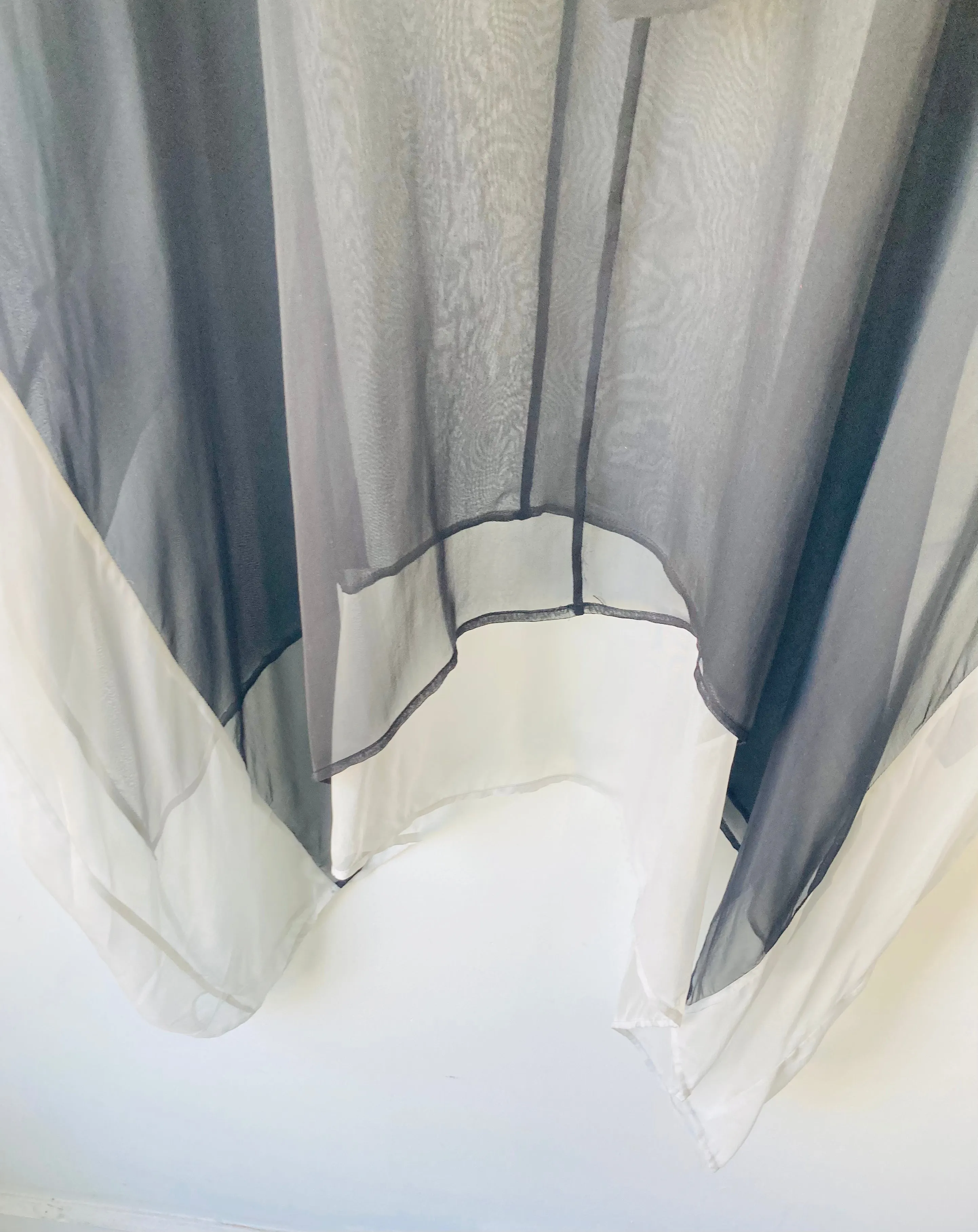 Haider Ackerman Black and White Sheer Silk Cape Dress