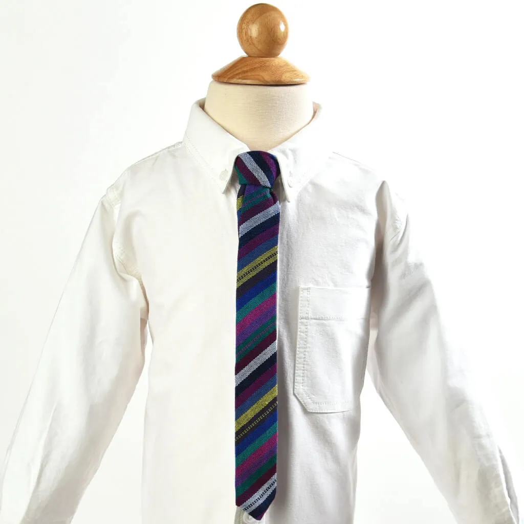 Hand Woven Men's & Boy's Tie Matching Set | Cobalt Stripe