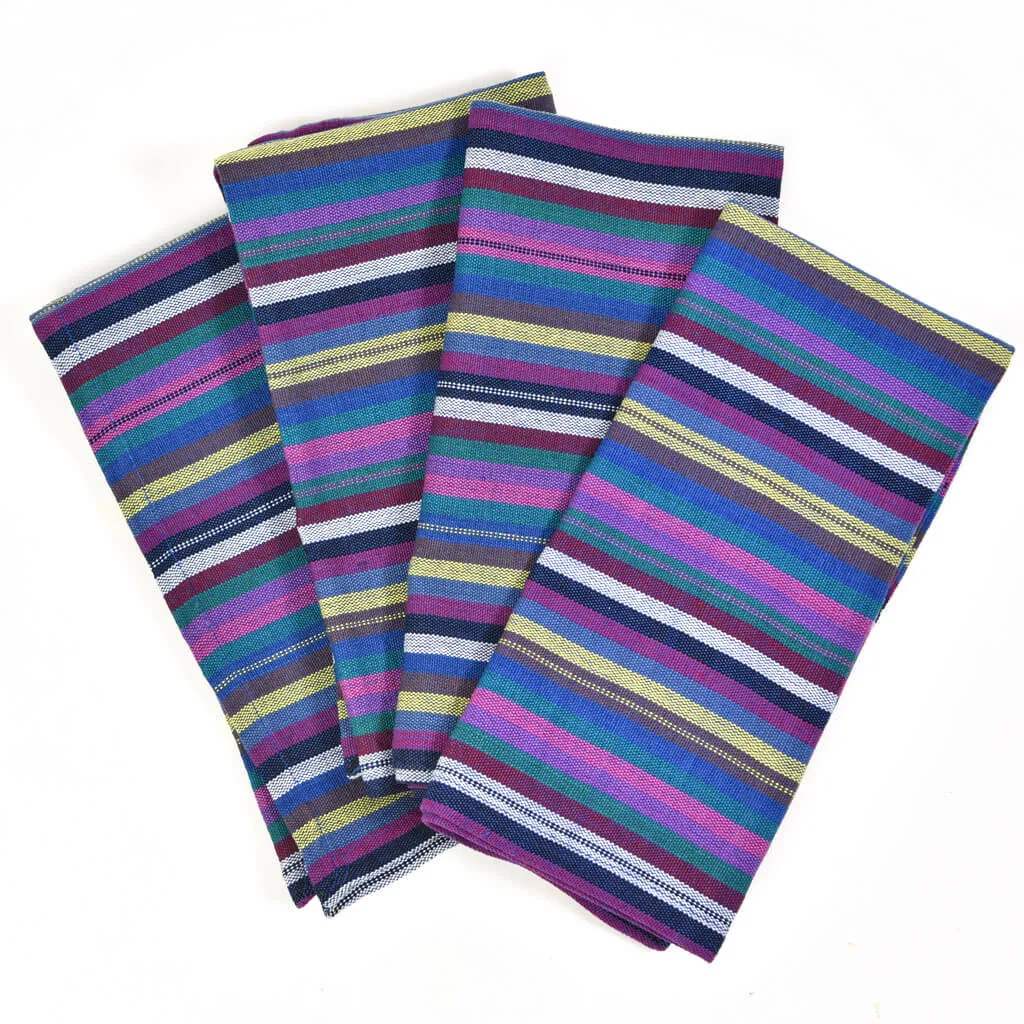 Hand Woven Table Napkins | Cobalt Blue Stripes