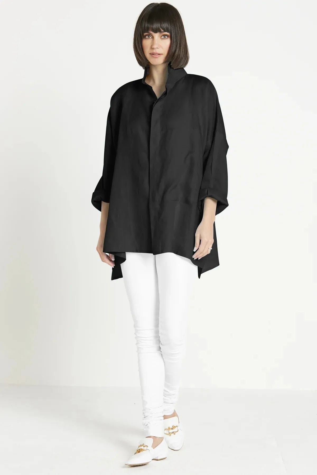 Handkerchief Linen Signature Shirt in Black