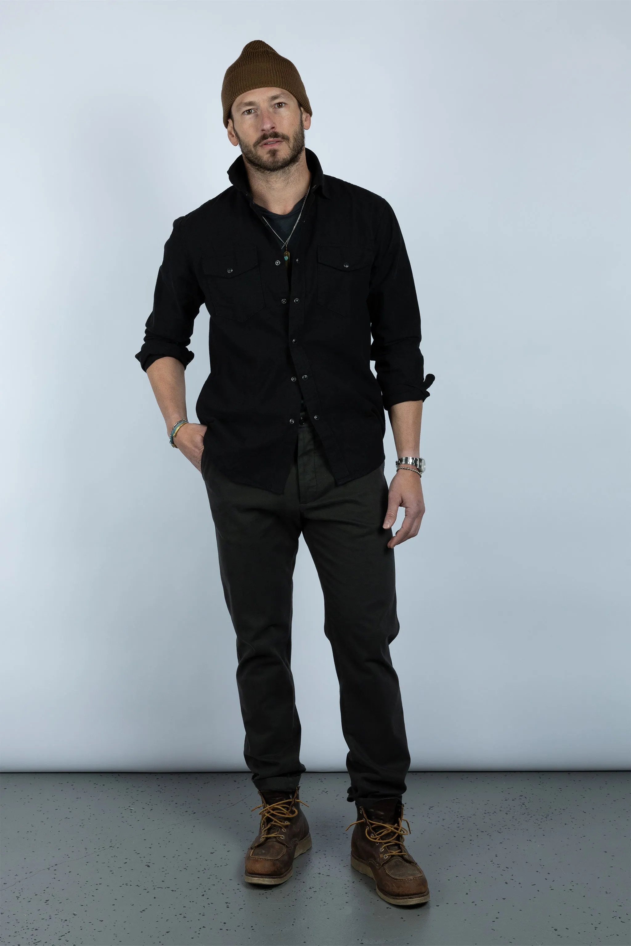 Harrison Western Shirt in Black Denim