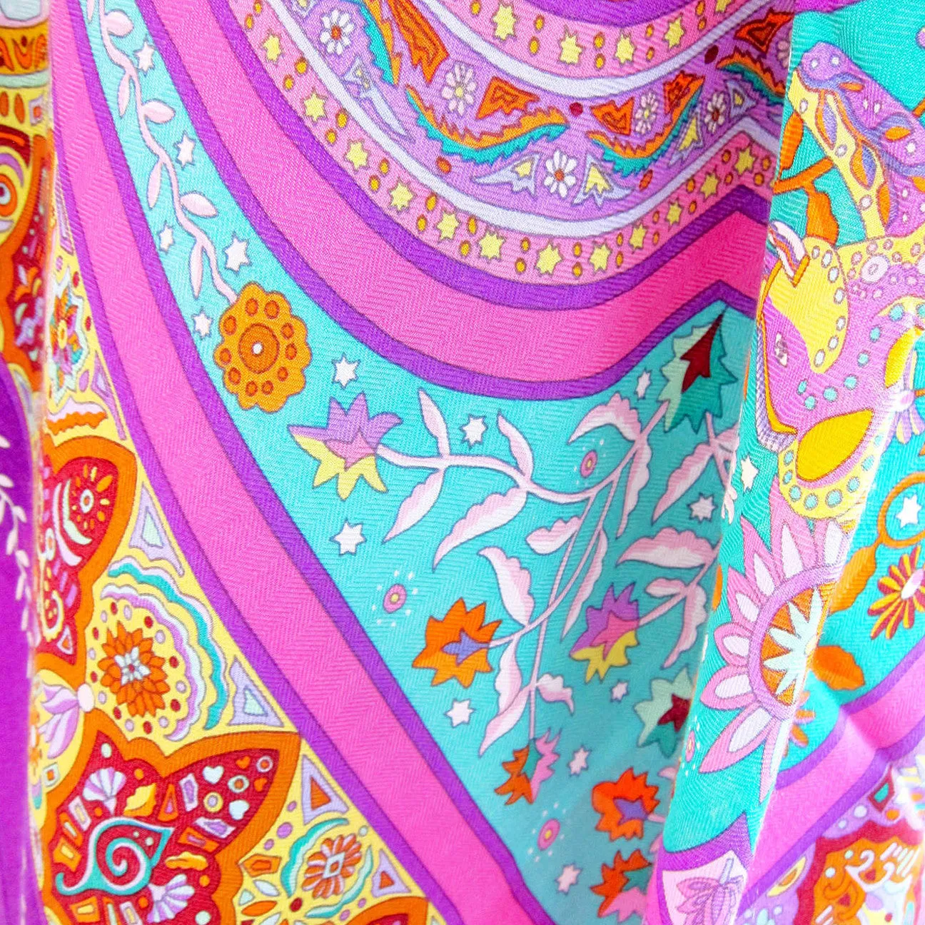 Hermes Aux Portes Du Palais Cashmere Silk GM Shawl
