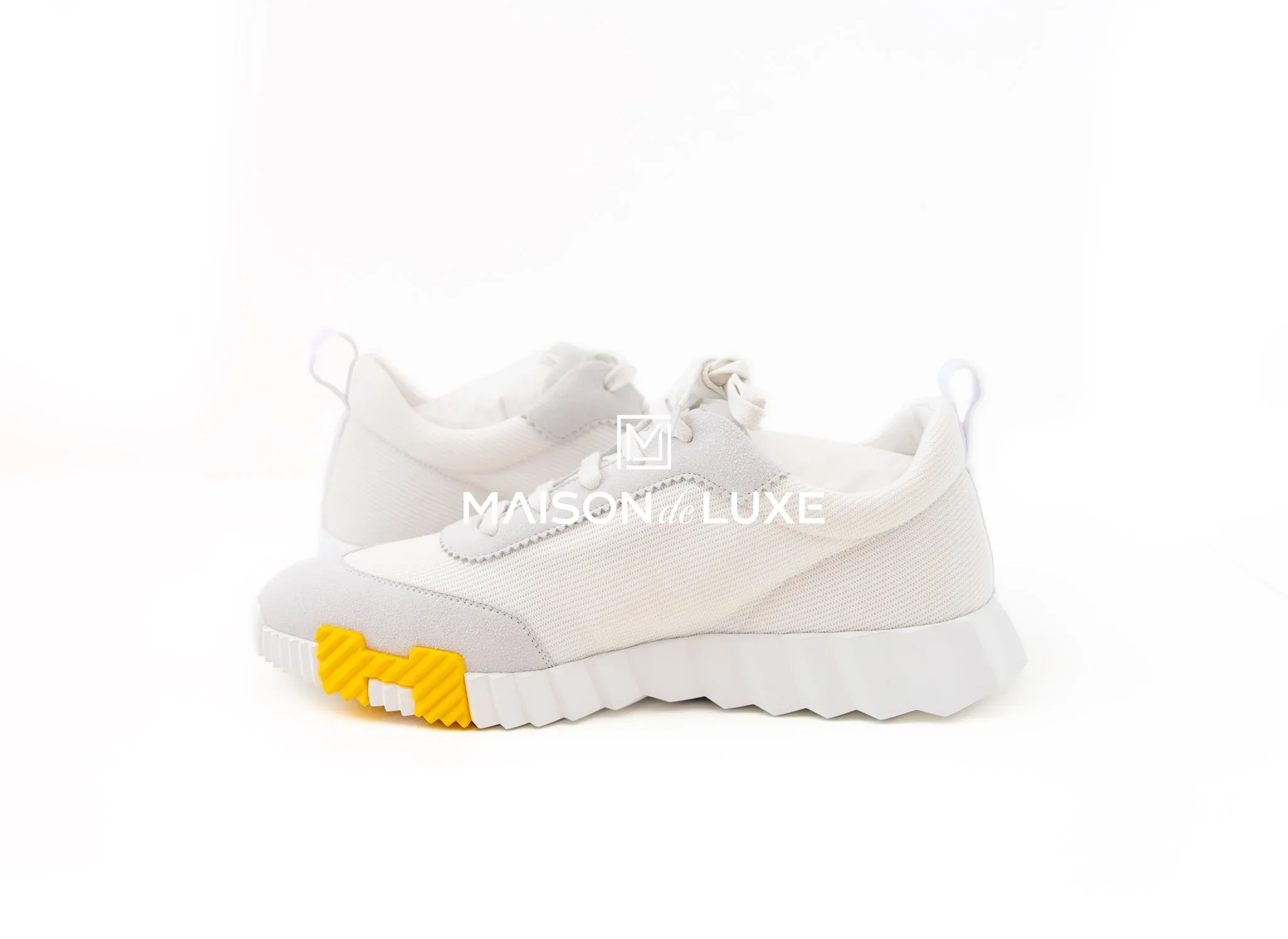 Hermes Men's White Bouncing 44 Sneaker