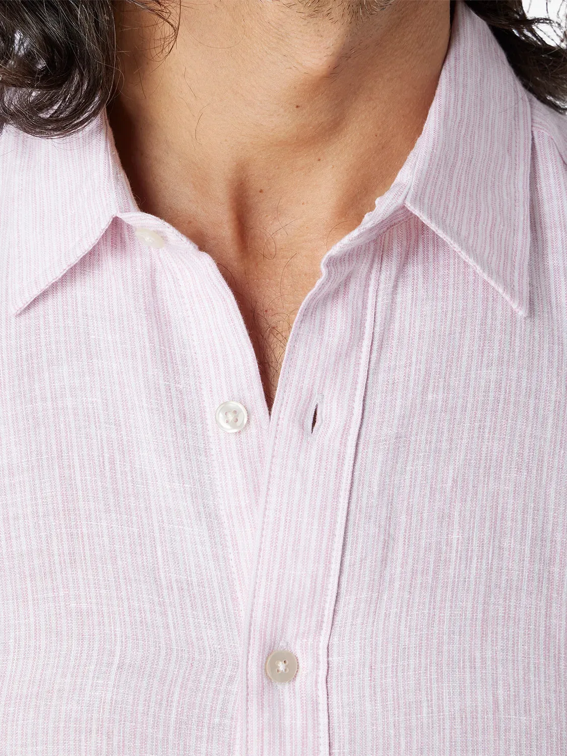 Island Linen Shirt | Pink Stripe
